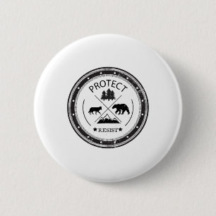 Badge Rond 5 Cm Protéger - Résister Aux Parcs Nationaux Et Au Serv