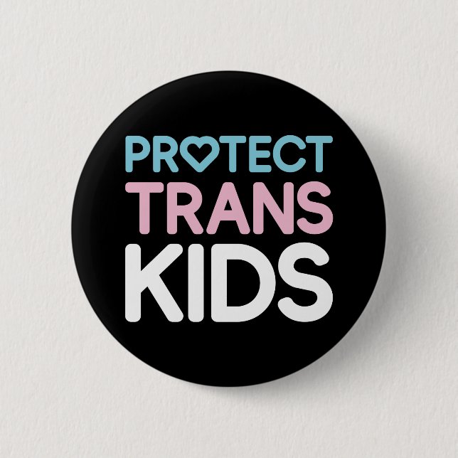 Badge Rond 5 Cm Protégez les enfants trans. Bouton (Devant)