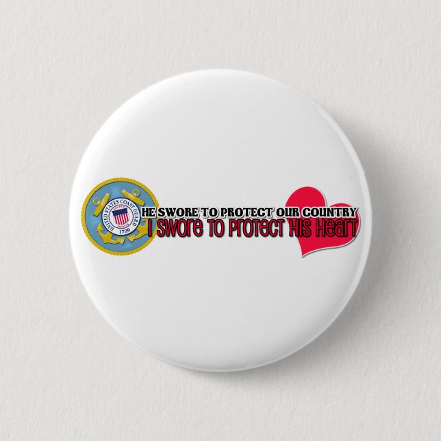 Badge Rond 5 Cm Protégez sa garde côtière de coeur (Devant)