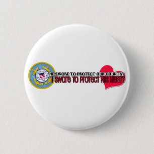 Badge Rond 5 Cm Protégez sa garde côtière de coeur