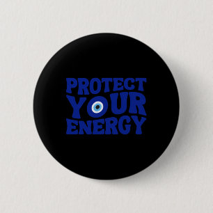 Badge Rond 5 Cm Protégez Votre Énergie Mauvais Œil Spirituel Posit