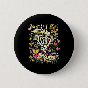 Badge Rond 5 Cm Protégez Votre Paix Rétro Fleur Sauvage Santé Ment