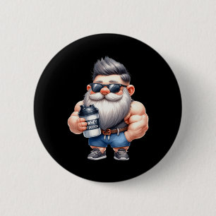 Badge Rond 5 Cm Protéine de Whey Gnome Papa Funny Bodybuilder Grap