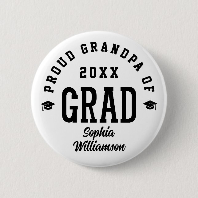 Badge Rond 5 Cm Proud Grandpa Grad Varsity Typography Graduation (Devant)