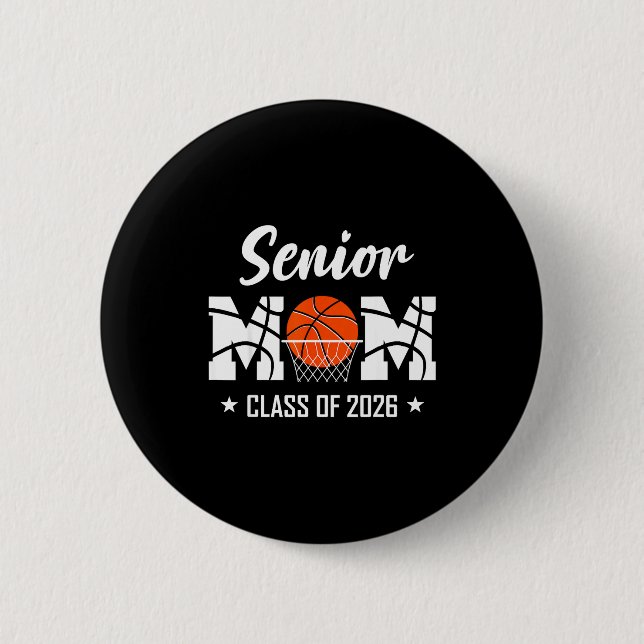 Badge Rond 5 Cm Proud senior basketball mom 2026 graduation  (Devant)