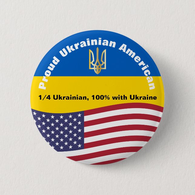 Badge Rond 5 Cm Proud Ukrainian American Stand with Ukraine (Devant)