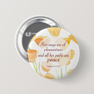 Badge Rond 5 Cm Proverbes Bible Scripture Californie Poppies