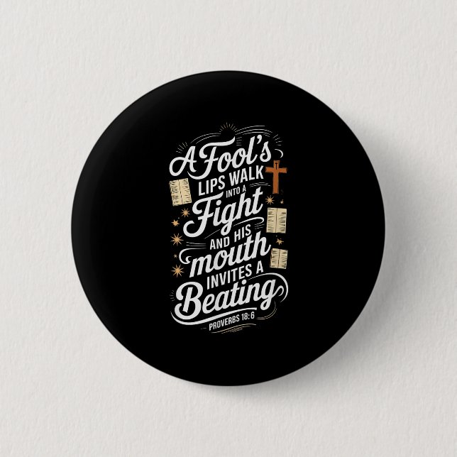 Badge Rond 5 Cm Proverbs 18 6 _ Bible Verse  (Devant)