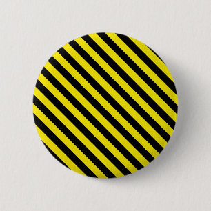 Badge Rond 5 Cm prudence rayures noires jaunes en construction