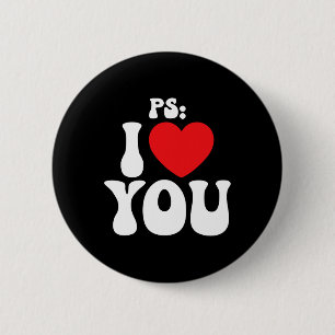 Badge Rond 5 Cm Ps I Love You Day Purple Funny Valentine Matching