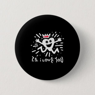 Badge Rond 5 Cm Ps je t'aime jour violet