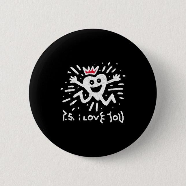 Badge Rond 5 Cm Ps je t'aime jour violet  (Devant)