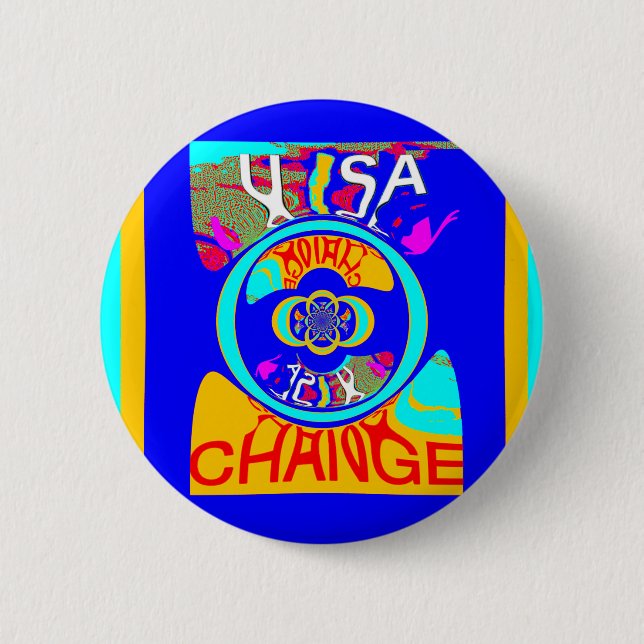 Badge Rond 5 Cm Psychedelic Groove : Pop Art Énergie Abstraite (Devant)