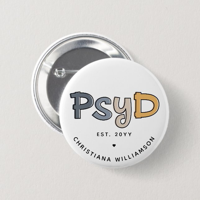 Badge Rond 5 Cm Psychologue PsyD sur mesure (Devant & derrière)