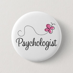 Badge Rond 5 Cm Psychologue rose mignon de papillon