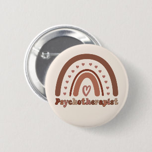 Badge Rond 5 Cm Psychothérapeute Boho Rainbow