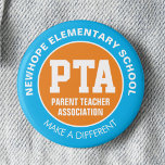 Badge Rond 5 Cm PTA Parent Teacher Association<br><div class="desc">Cette broche est conçue pour l'Association des Enseignants Parents. Sa couleur se démarque et les polices sont faciles à lire. Les textes en haut et en bas sont modifiables avec le nom et le slogan de votre école. ♥ ♥ Si vous avez du mal à customiser ce produit ou si...</div>
