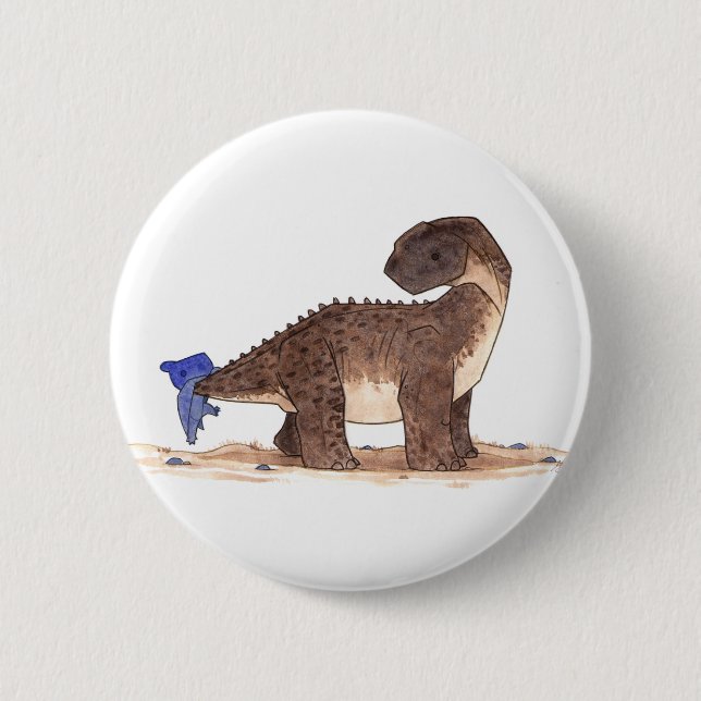 Badge Rond 5 Cm Pteranodon et Camarasaurus (Devant)