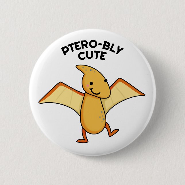 Badge Rond 5 Cm Pterobo mignon Dinosaure Pterodactyle Pun (Devant)