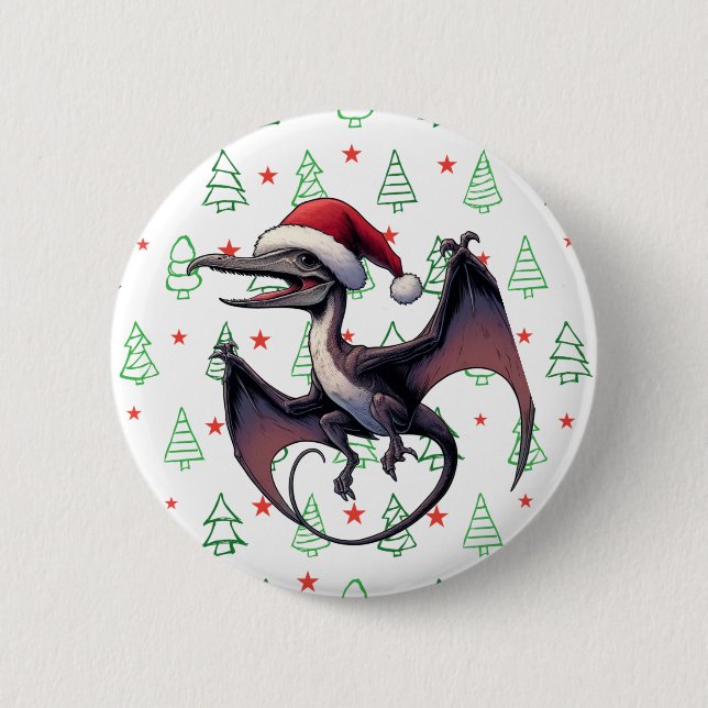 Badge Rond 5 Cm Pterodactyle de Noël (Devant)