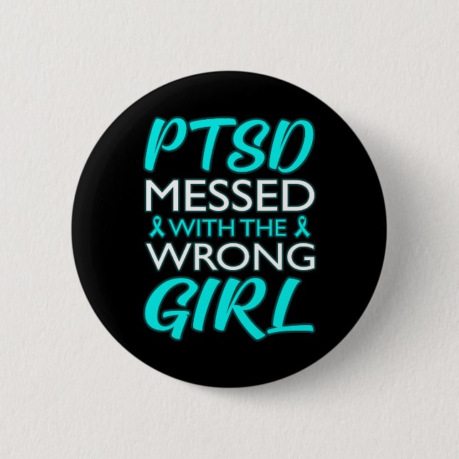 Badge Rond 5 Cm Ptsd Messed Avec Le Ruban De Sensibilisation Des F (Devant)