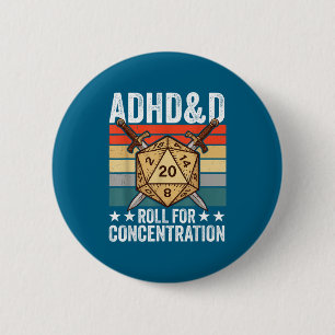 Badge Rond 5 Cm Pub rétro vintage Adhd&d Lancer pour concentra