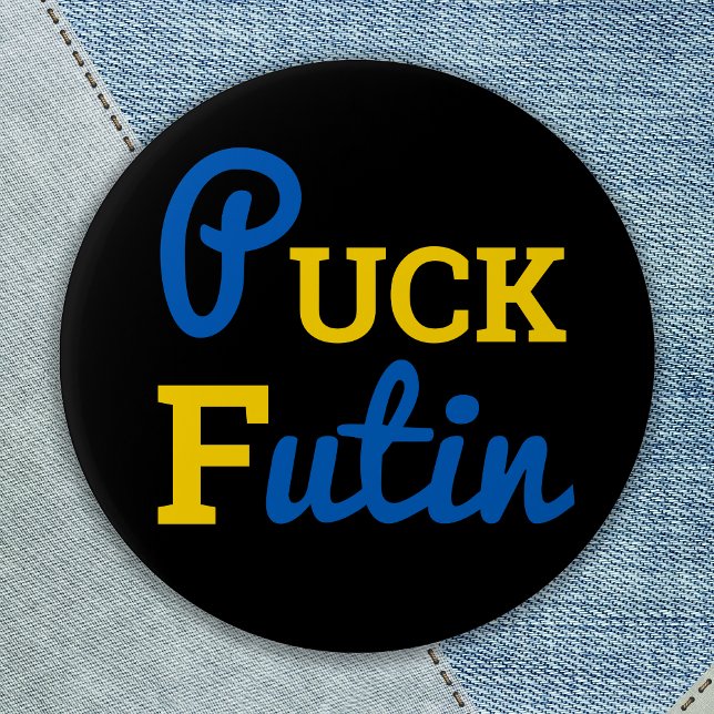 Badge Rond 5 Cm Puck Foutine Ukraine soutient la solidarité ukrain (Créateur téléchargé)