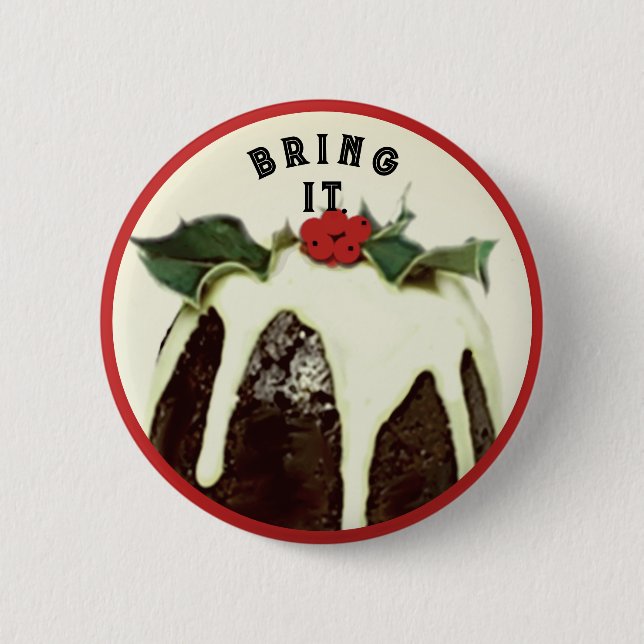 Badge Rond 5 Cm Pudding de Noël drôle aux figues (Devant)