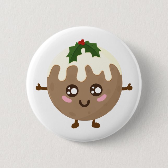 Badge Rond 5 Cm Pudding de Noël Kawaii  (Devant)