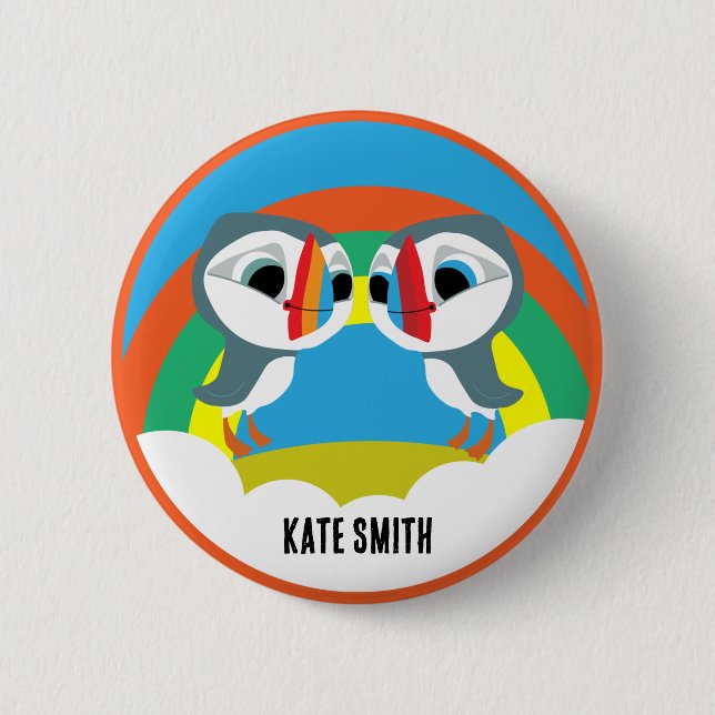 Badge Rond 5 Cm Puffin Rocks (Devant)