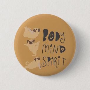 Badge Rond 5 Cm Pugs de yoga