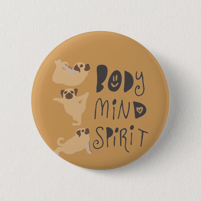 Badge Rond 5 Cm Pugs de yoga (Devant)