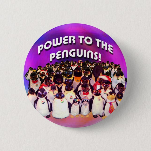 Badge Rond 5 Cm "Puissance bouton à pingouins" (Devant)