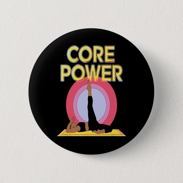 Badge Rond 5 Cm Puissance de base Abs Force Yoga Pilates Stabilité (Devant)