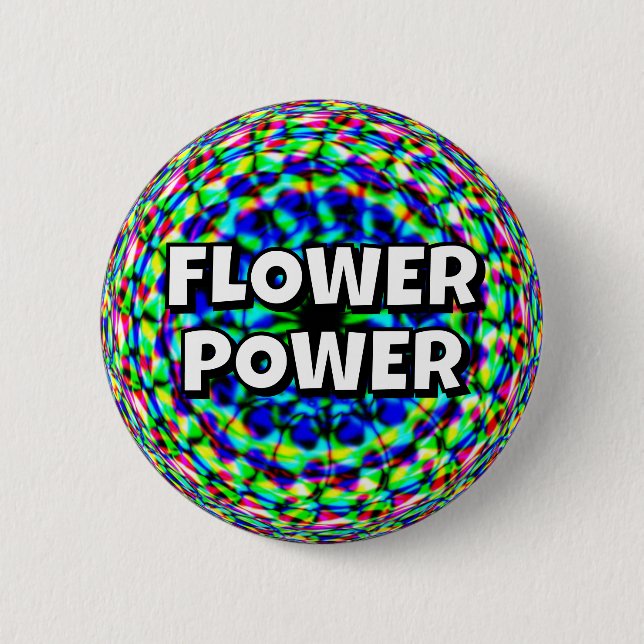 Badge Rond 5 Cm PUISSANCE DE FLEURS (vous pouvez modifier les mots (Devant)
