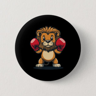 Badge Rond 5 Cm Puissance De Saut Avec Ce Lion Cool Et Glov De Box