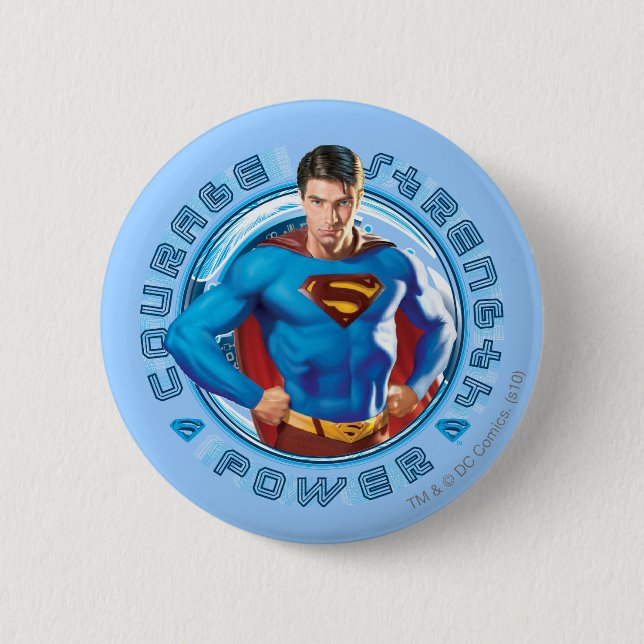 Badge Rond 5 Cm Puissance du courage de Superman (Devant)
