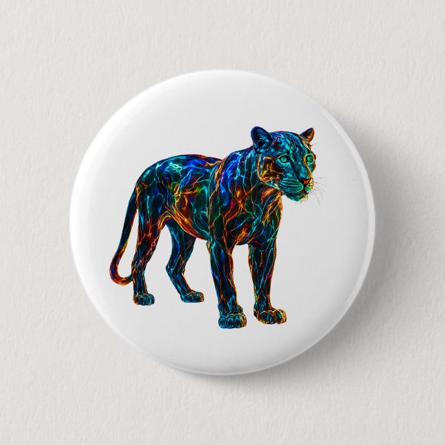Badge Rond 5 Cm Puissant Panther Art (Devant)