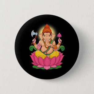 Badge Rond 5 Cm Puja Ganesha hindou Dieu éléphant Inde Méditation