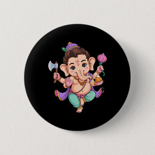 Badge Rond 5 Cm Puja hindou Ganesha Dieu éléphant Inde Méditation