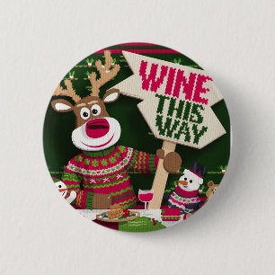 Badge Rond 5 Cm Pull de Noël laid Renne et amis