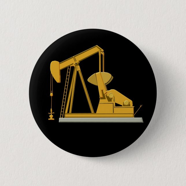 Badge Rond 5 Cm Pumpjack d'or (Devant)