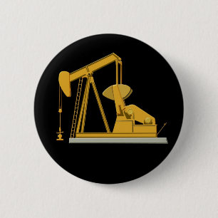 Badge Rond 5 Cm Pumpjack d'or