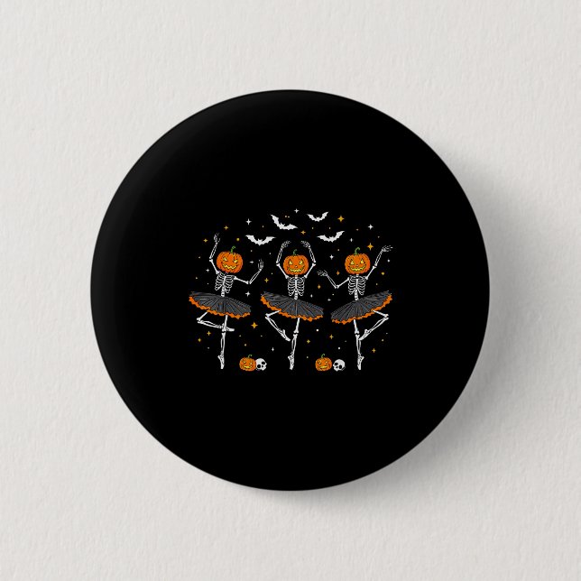 Badge Rond 5 Cm Pumpkin Skeleton Ballerinas Ballet Dance Girls Hal (Devant)