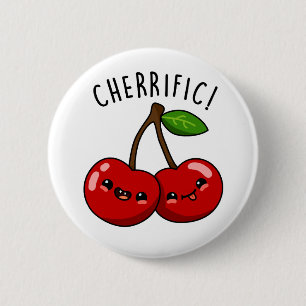 Badge Rond 5 Cm Pun cherrifique drôle de cerise rouge
