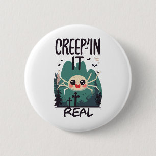 Badge Rond 5 Cm Pun de l'araignée de Halloween Kawaii