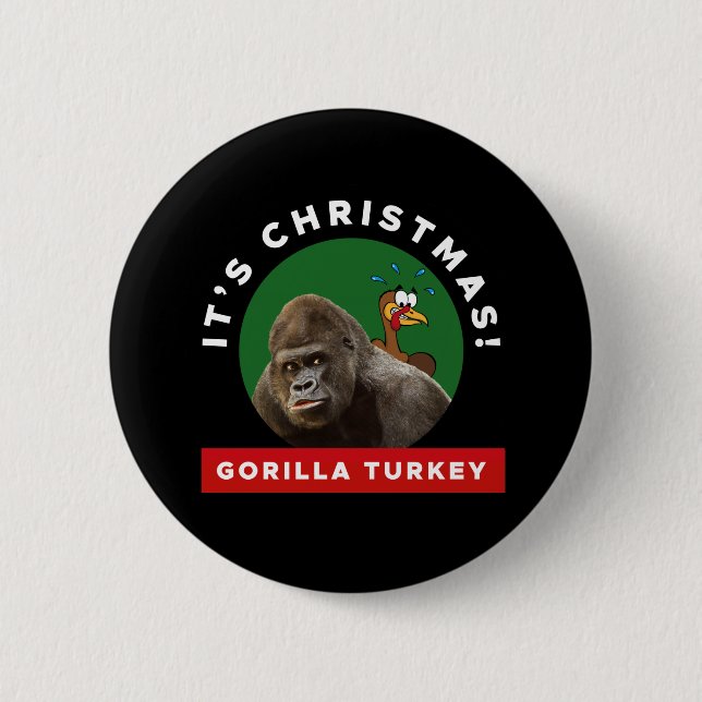 Badge Rond 5 Cm Pun de Noël sur dinde de gorille (Devant)