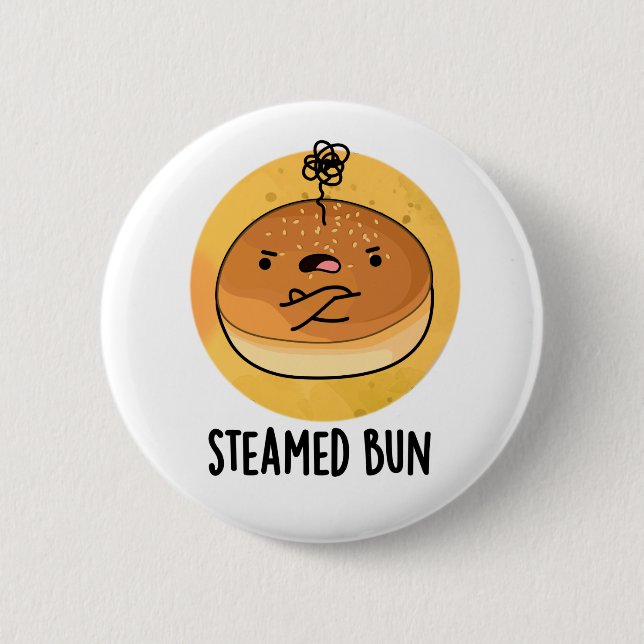 Badge Rond 5 Cm Pun de nourriture amusant Bun vapeur (Devant)