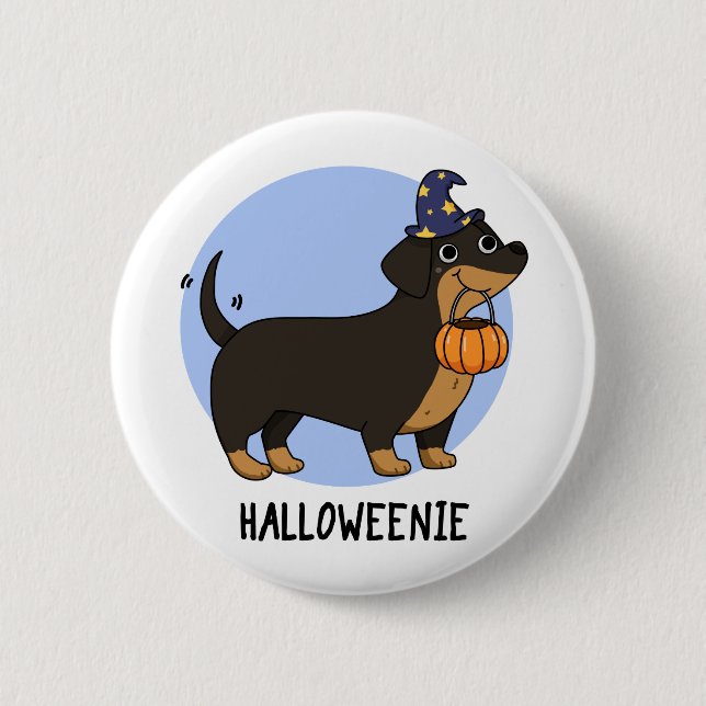 Badge Rond 5 Cm Pun Halloween Chien Saucisse Drôle  (Devant)