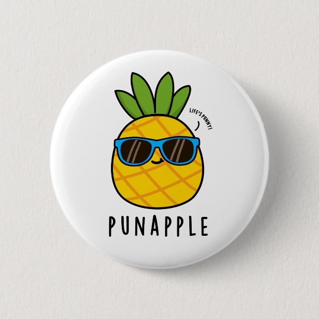 Badge Rond 5 Cm Pun pomme drôle Fruit Pun d'ananas (Devant)